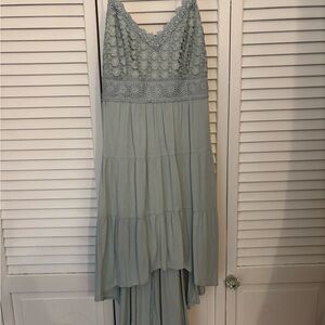 No Boundaries Lace Detail Maxi Dress in Soft Blue